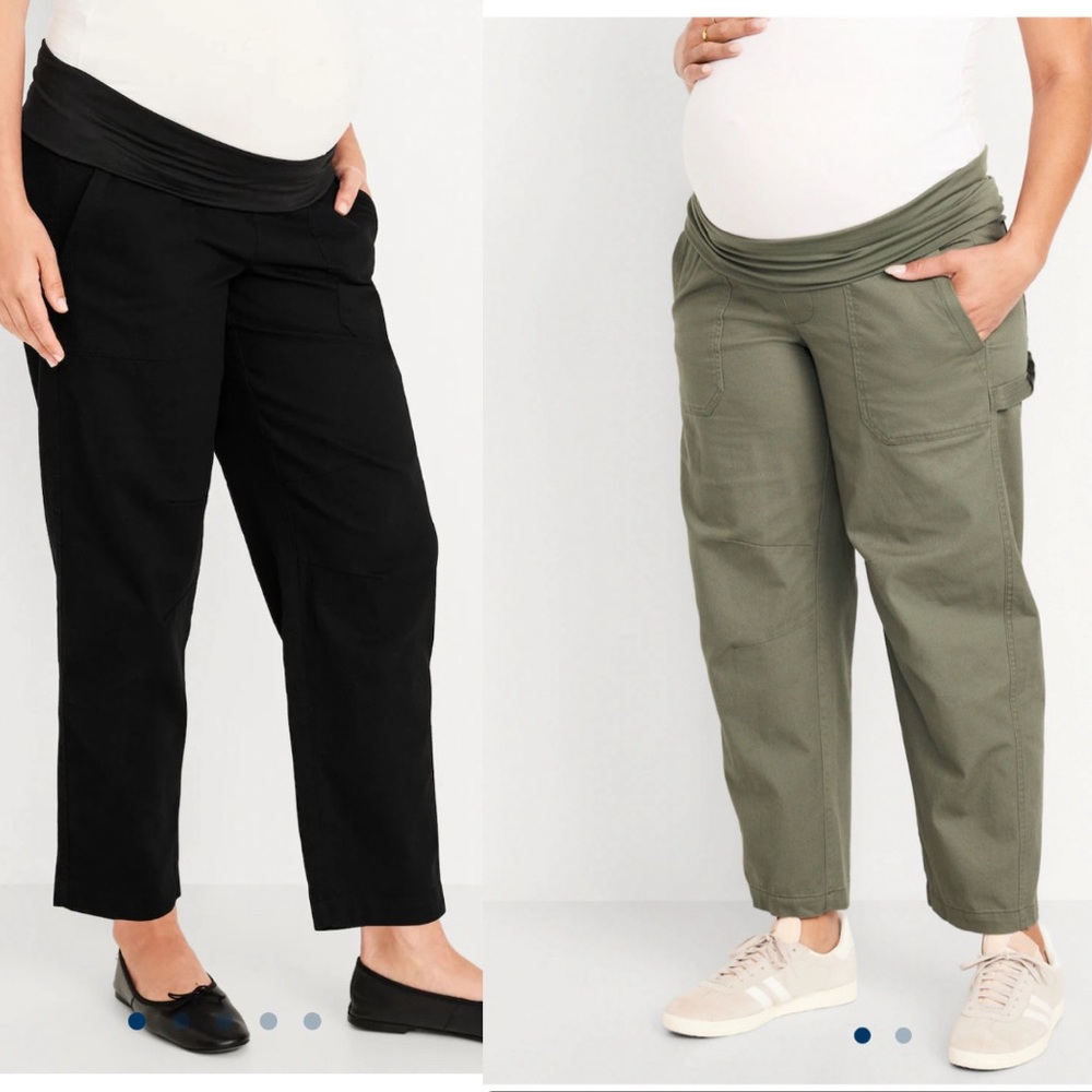 NWoT Black Maternity Rollover Waist Utility Pants